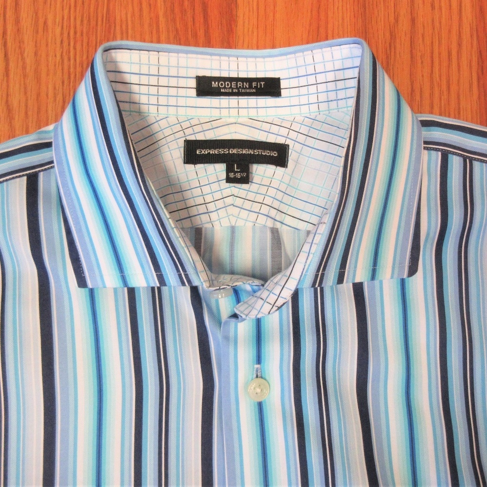 EXPRESS MODERN FIT Mens 100% COTTON POINT COLLAR - Picture 1 of 4